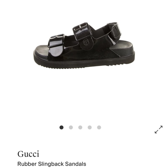 Gucci Glossy rubber Black Slingback Sandals - Picture 1 of 6